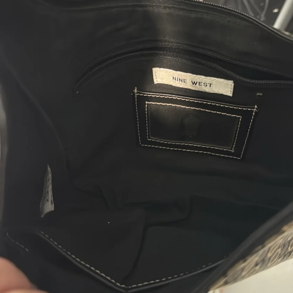 Nine West Brown Geometric Hobo Bag‎ Y2K Purse Shoulder Bag Designer Handbag - Picture 5 of 7